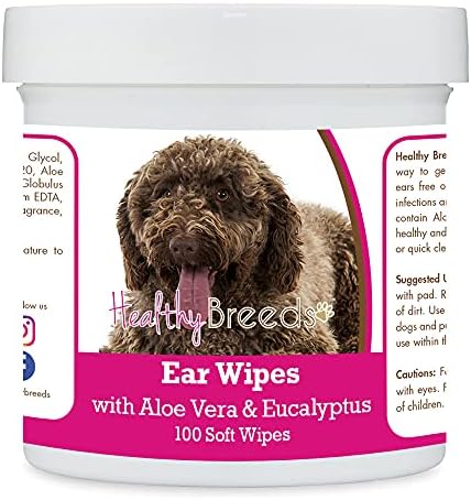 Healthy Breeds Spanish Water Dog Ear Cleaning Wipes with Aloe & Eucalyptus for Dogs 100 Count