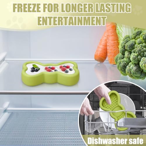 Lick Mat for Dogs, Animire Anti-Spilled Bow Tie Lick Bowls for Anxiety Relief, Silicone Slow Feeder Licking Pad with Suction Cups, Freezeable Dog Enrichment Toy for Boredom and Distraction(Green,L)