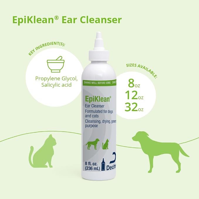 Epiklean® Ear Cleanser for Dogs and Cats, 8 Fl Oz | Cleansing, Drying, General Purpose; Packaging May Vary