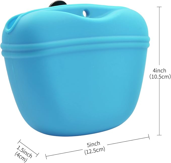 AUDWUD Silicone Dog Treat Pouch with Clicker Magnetic Closure Secure Clip | Upgraded clip keeps your treat pouch secure during training.Magnetic closure allows fast one hand access.Includes dog click