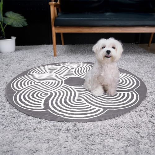 Paw Inspired Round Designer Dog Pads, Dark Brown, 36 Inch Size, 2 Pack