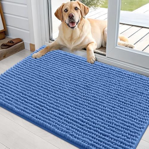 OLANLY Dog Door Mat for Muddy Paws 36x24, Extra Absorbent Chenille Mud Mat