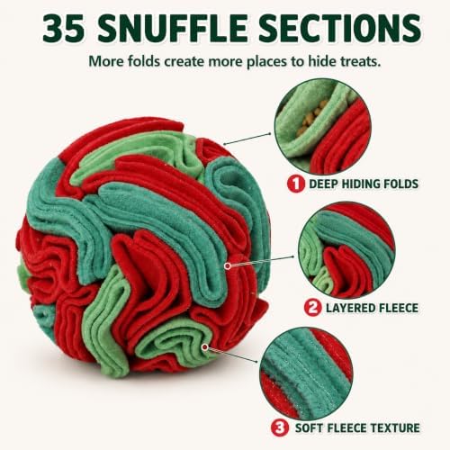 Snuffle Ball for Dogs - Interactive Dog Toys to Keep Them Busy, Dog Puzzle Toy with Soft Fabric for Small, Medium, Large Dogs Daily Companionship, Training Reward Gift