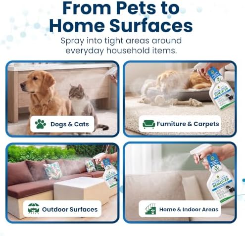 Skunk odor remover for dogs & pets| Spray on your Pet, Clothing, Furniture, Carpet| No Masking of Odor, Works on contact| Made in USA- 32 Ounces