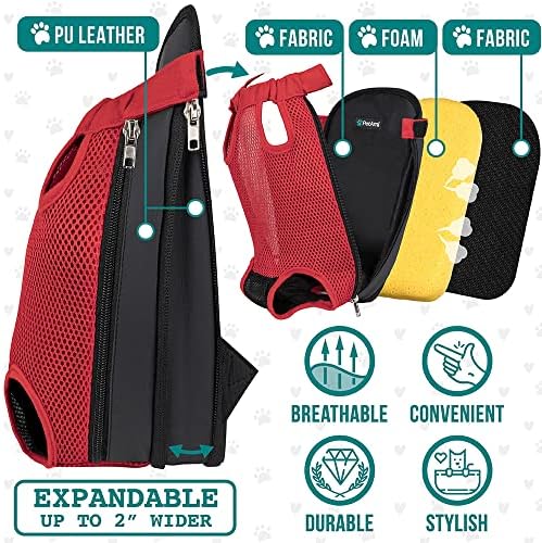 PetAmi Dog Carrier Backpack, Adjustable Dog Pet Cat Front Carrier Backpack | Ventilated Dog Chest Carrier for Hiking Camping Travel, Sling Bag for Small Medium Dog Cat Puppies, Small, 5-9 lbs, Red