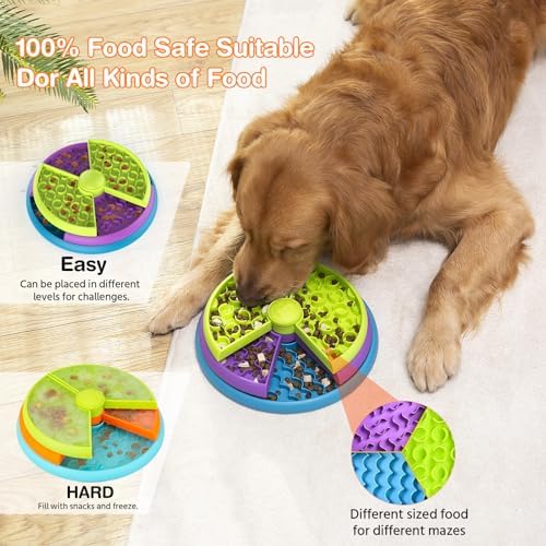Atdoall Slow Feeder Dog Bowl, 3-Level Interactive Dog Puzzle Feeder