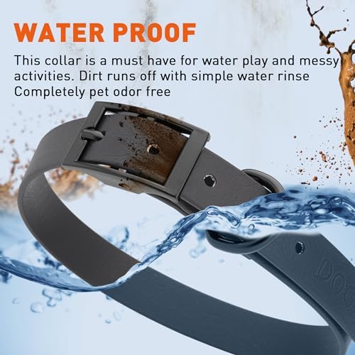 Dogline Biothane Waterproof Dog Collar Strong Coated Nylon Webbing with Black Hardware Odor- Proof for Easy Care Easy to Clean High Performance Fits Small Medium or Large Dogs, Black