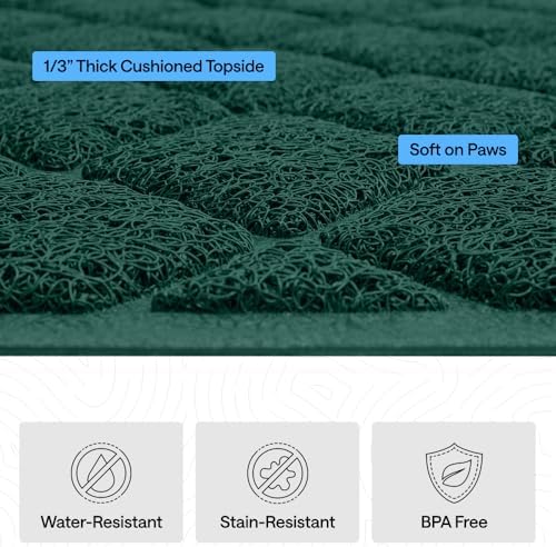GORILLA GRIP Cat Litter Box Mat, Coiled Mesh Trapping Mats, 47x35 Green