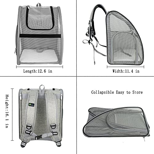 Pet Carrier Backpack, Ventilated and Breathable for Cats Dogs, Collapsible Designed for Travel, Hiking & Outdoor Use Black