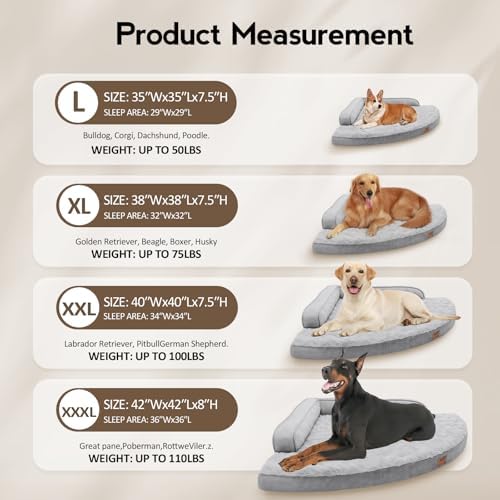 MEKIY Orthopedic Waterproof Dog Bed with Sides for Large Sizes Dogs
