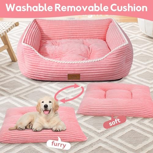 Zerbuger 25in Pink Rectangle Cat Dog Bed Machine Washable Sleeping Sofa