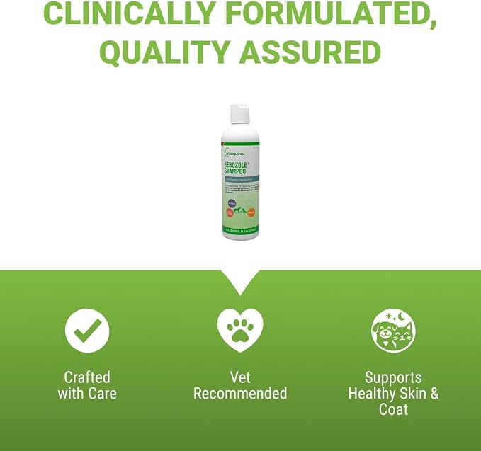 Vetoquinol Sebozole Shampoo - Deep Cleansing Shampoo for Dogs, Cats & Horses - Gentle Formula with Effective Ingredients for Routine Use - Sulfate-Free & Liquid Form - 16oz