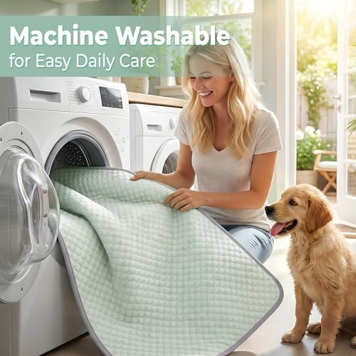 PatiencET Large Dog Cooling Mat, 32 x 44 in No-Gel Cooling Pad for Dogs, Cool Touch Pet Mat with Ice-Dot Texture, Washable Summer Dog Mat for Crate, Kennel, Floor, Sofa, Car, Light Green