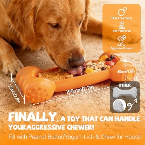 2-Pack Freeze Toys for Dogs Slow Feeder Lick Bone Indestructible Chew Toy