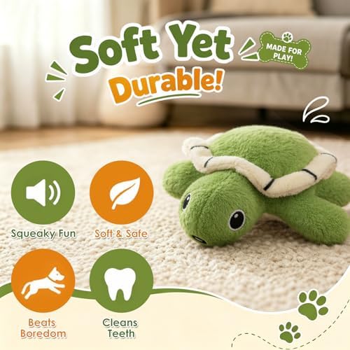 Hollypet Squeaky Hide and Seek Dog Toys for Small and Medium, 4 Turtles