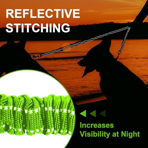 MingXpet 2 Dog Leash, Dog Leash for 2 Dogs, 360° Swivel No Tangle Double Walking Training Leashes for Large Dogs that Pull, Comfortable Shock Absorbing Reflective Bungee, Green
