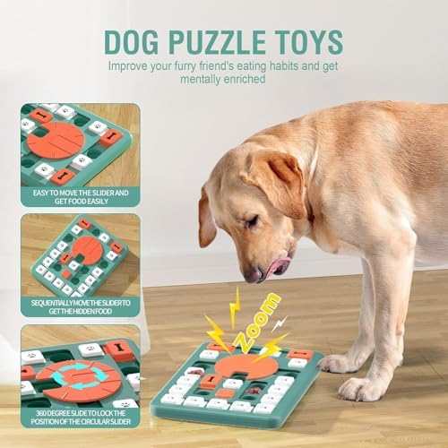 Dog Puzzle Toys, Treat Dispensing Dog Enrichment Toys for IQ Training and Brain Stimulation, Interactive Mentally Stimulating Toys as Gifts for Puppies, Cats, Dogs (L-Level 4)