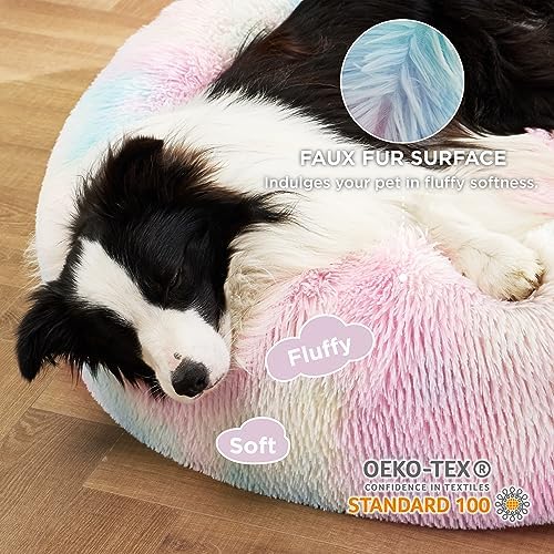 Bedsure Calming Dog Beds Large Sized Dog Donut Washable Pet Bed,36ins