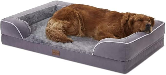 Comfort Expression Orthopedic Dog Bed for Extra Large Dogs with Bolster | Waterproof Dog Couch Bed with Washable Cover & Non-Slip Bottom, Supportive Egg Crate Foam XL Pet Bed, 42x30 Inch