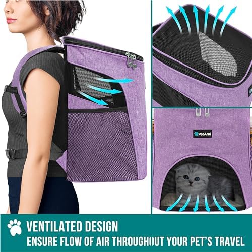 PetAmi Cat Backpack Carrier for Small Dogs and Large Cats, Airline Approved
