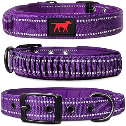 Tuff Pupper Heavy Duty Dog Collar with Handle | Ballistic Nylon Heavy Duty Collar | Padded Reflective Dog Collar with Adjustable Stainless Steel Hardware | Convenient Sizing for All Breeds