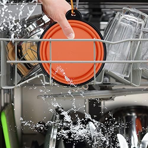 Dog Bowl Pet Collapsible Bowls, 2 Pack Collapsible Dog Water Bowls for Cats Dogs, Portable Pet Feeding Watering Dish for Walking Parking Traveling with 2 Carabiners (Small, Orange+Yellow)