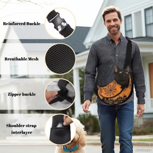 COEQINE Gothic Pet Carrier Sling for Dogs Crossbody Purse for Woman Travel