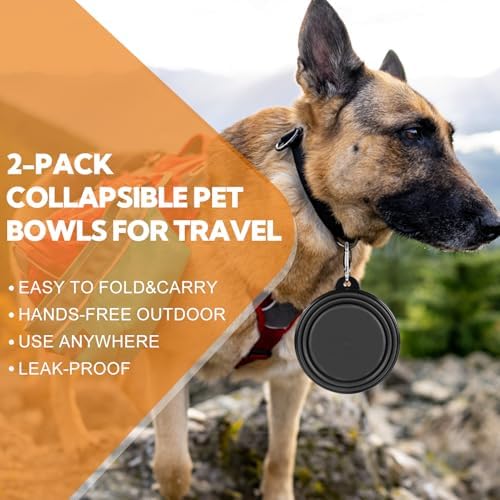 Collapsible Dog Bowl for Travel,2-Pack 12oz Pet Portable Water Food Bowls