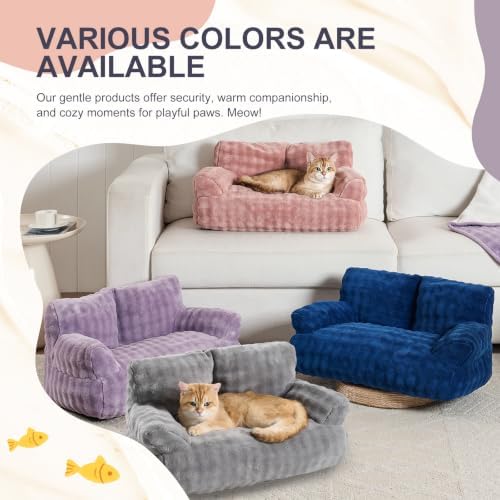 Cat Couch Bed, Cute Pet Sofa for Indoor Cats, 26"x15", Cream White