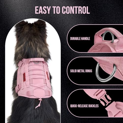 OneTigris Tactical Dog Harness Vest No-Pull Service Dog Vest for Large Dogs