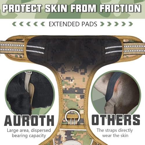 AUROTH Tactical Dog Harness for Extra Large Dogs, Heavy Duty No Pull Vest