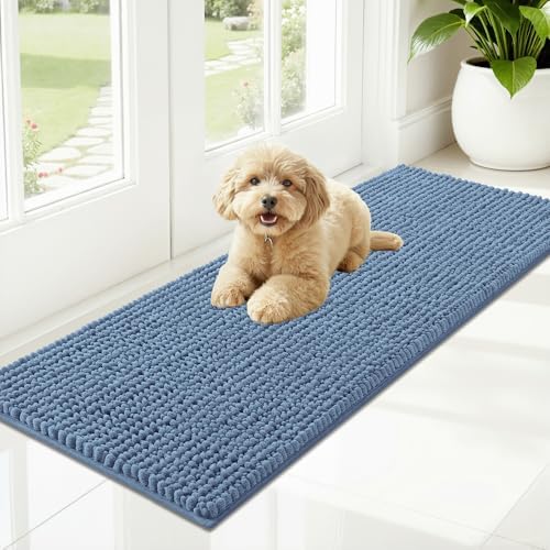 OLANLY Dog Door Mat for Muddy Paws 47x17, Extra Absorbent Chenille Mud Mat