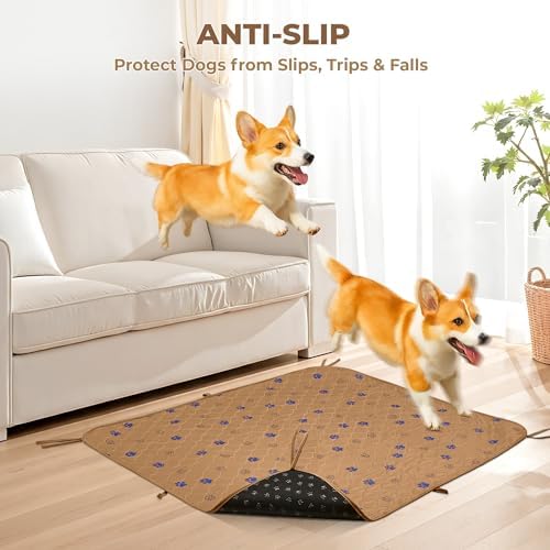 Fostanfly Non-Slip Washable Pee Pads for Dogs, 48''x48''-2 Pack, Brown