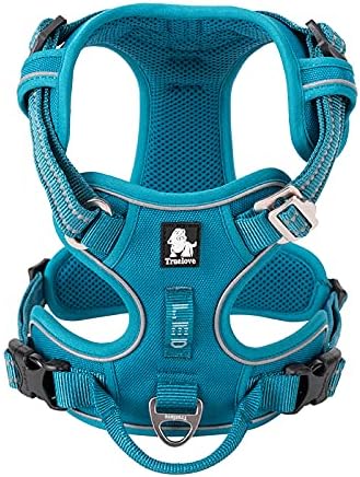 WINHYEPET True Love No Pull Dog Harness Extra Reflective Pet Harness for Small Medium Large Dogs Adjustbale for Running Walking Padded Soft Mesh Vest Easy Control TLH56512(Blue,M)