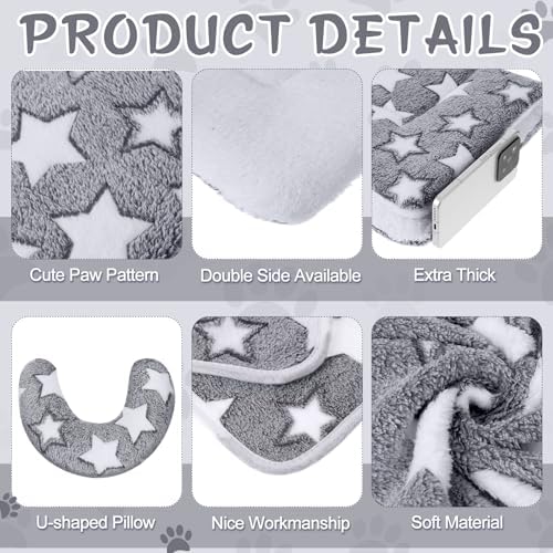 Namalu Pet Bed Mats with Puppy Dog Blankets and Pillows for Cats Puppy Bed Warm Sleep Mat Fleece Blanket Fluffy Pet Calming Toy Half Donut U Shaped Neck Pillow for Small Dogs and Cats