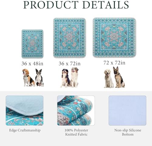 Homimp Washable Pee Pads for Dogs, Extra Large Reusable Puppy Pads Waterproof, Absorbent and Leakproof Dog Pee Pads, Non Slip Puppy Training Pads, Pet Mat for Floor,Crate,Couch,Whelping, Blue,36"x72"