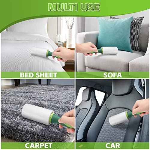 Extra Sticky Lint Rollers for Pet Hair, 1100 Sheets Total, Upgraded 4 Handles with 10 Refills Portable Travel Size for Couch Furniture Clothes Dog & Cat Hair Remover