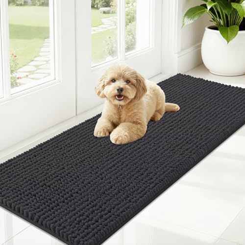 OLANLY Dog Door Mat for Muddy Paws 59x20, Extra Absorbent Chenille Mud Mat