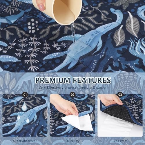 BVAGSS Washable Pee Pads for Dogs, 2 Pack Reusable Leakproof Puppy Wee Wee Pad, Non-Slip Waterproof Pet Training Pads, Super Absorbent Whelping Pads XH081 (Dino Navy, 36X41 Inch (Pack of 2))