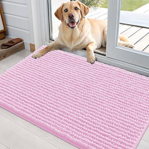 OLANLY Dog Door Mat for Muddy Paws 36x24, Extra Absorbent Chenille Mud Mat