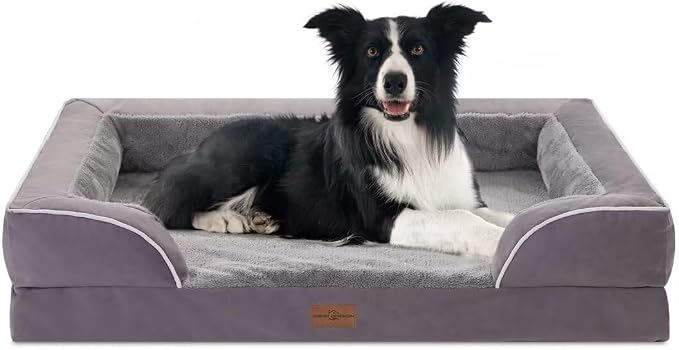 Comfort Expression Orthopedic Dog Beds for Large Sized Dog with Bolster | Waterproof Dog Couch Bed with Washable Cover & Non-Slip Bottom, Supportive Egg Crate Foam Large Pet Bed, 36x27 Inch