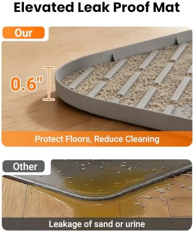XL Silicone Cat Litter Mat, 40 x 28 Inch, Large Litter Box Mat, Gray