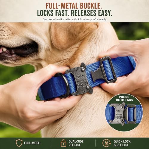 Tactical Dog Collar with Handle, Heavy Duty Nylon for Large Dogs