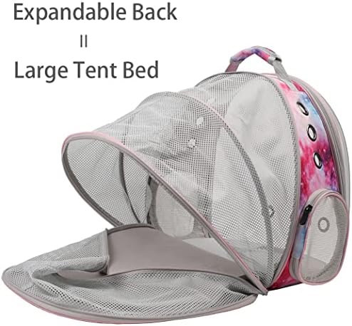 Galaxy Pink Cat Backpack Carrier for Kitten, Fit up to 12 lbs, Space Capsule Astronaut Expandable Pet Bag to Carry Small Animals, Bunny and Puppy, Cat Transport Vet Vist Bag