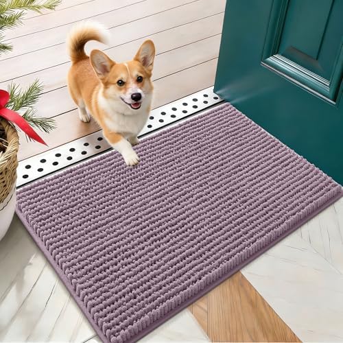 OLANLY Dog Door Mat for Muddy Paws 24x16, Extra Absorbent Chenille Mud Mat