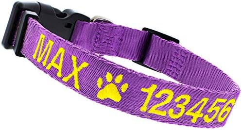 Embroidered Dog Collars Personalized, Custom Collar w Text and Phone Number | 3 Adjustable Sizes - 8 Colors | - Safe&Secure Pet Collars with ID, Pet Name for Boy, Girl Dogs, Puppy
