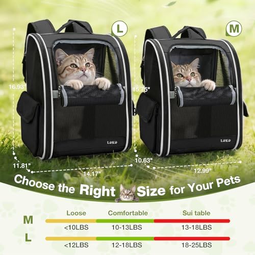 Lekereise Dog Carrier Backpack for Small Medium Dogs Cats up to 18 lbs, Breathable Pet Backpack Carrier with 3 Entrances, Collapsible Cat Backpack Carrier, Travel Hiking Puppy Backpack