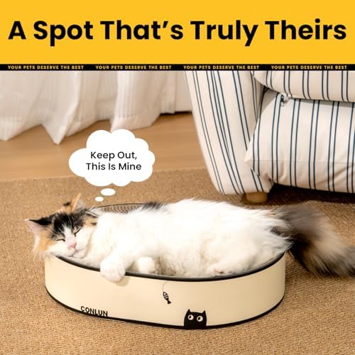 Conlun Oval Cat Scratcher Bed | Scratching Bowl Lounge for Cats | Large