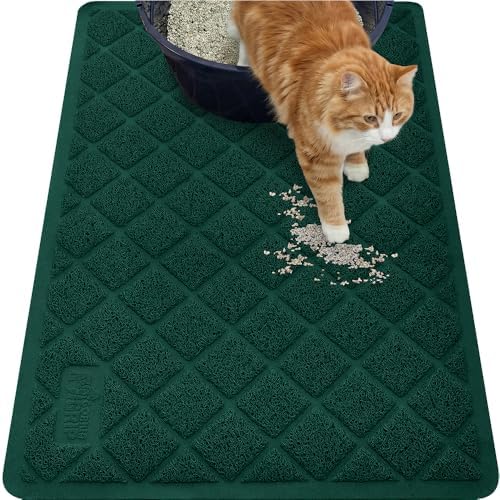 GORILLA GRIP Cat Litter Box Mat, Coiled Mesh Trapping Mats, 35x23 Green
