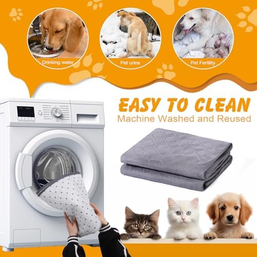 Washable Dog Pee Pads 2 Pack, 24 x 18 in, Reusable Waterproof Grey